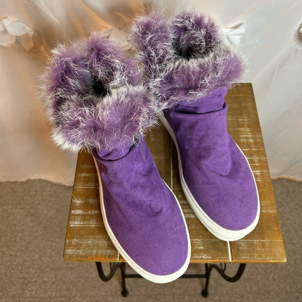 Purple Ankle Sneaker with Fur